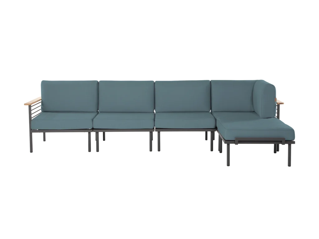 Summit Force Lounge L, Outdoor Lounge mit Teakholz-Armlehnen